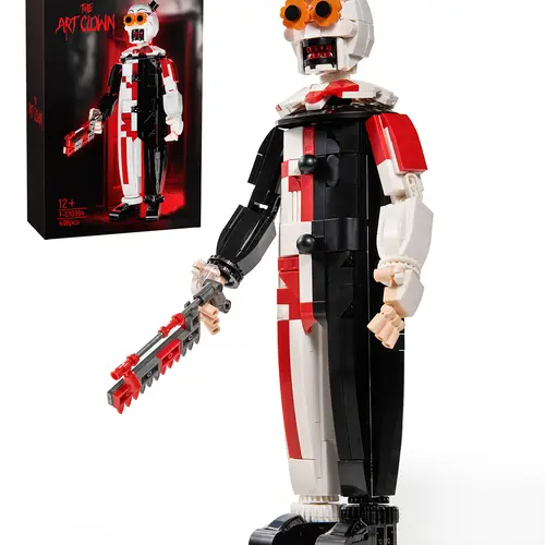 Sinister Carnival Clown Building Set for Adults, Creepy Horror Brick Art Display for Halloween, Collectible Dark Figure Decor Gift Idea