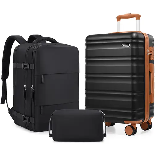 Miusse 3-Piece Carry-On Luggage Set, 20 Inch Hardside Spinner Suitcase with Backpack & Toiletry Bag, TSA Lock, YKK Zipper, Lightweight Airline Approved for Back to School, College & Travel