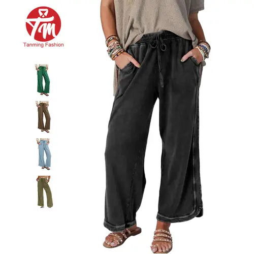 Tanming Women's High-Waist Drawstring Casual Wide-Leg Sweatpants - Baggy Athletic Bottoms with Pockets, Basic Casual Streetwear Pants for Spring Summer, Women's Clothes, #SpringStatements,summerwins Womenswear
