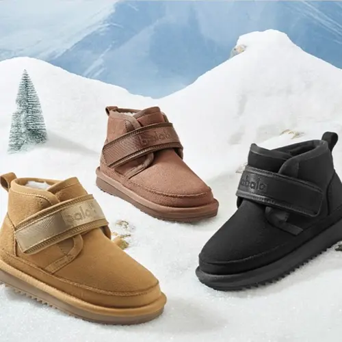 Balabala Kid's Girls' Winter Coffee Ankle Boots (10-11 Years) - Water-Resistant Suede, Round Toe, 800g Insulated Thermal Lock Warm Plush Fleece Lining, Slip-Resistant Flat Sole, Easy Velcro Closure, Casual Stylish Design,sohochic