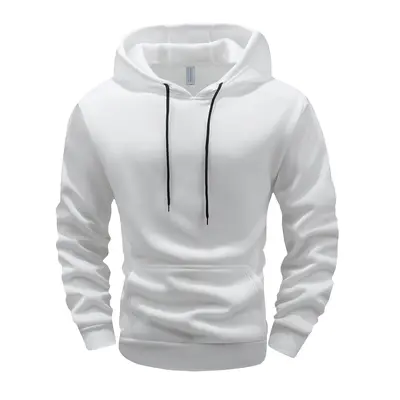 New Men's Plain Solid Color Long Sleeve Hooded Sweatshirt - Sporty Chic, Loose Casual, Polyester and Spandex Jersey Spandex Pullover/Zip Outerwear, Men's Clothing for Spring Tops & Casual Ootd, Athletic Hoodie, Easy Match For Jeans, Spandex Material, Pair
