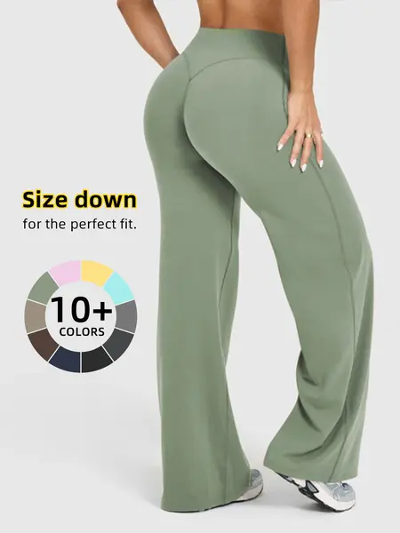 Women's Spring & Summer Bell Bottom Pants, High-Waisted Slim Fit Sportswear, Outdoor Casual Stretchy Wear for All-Season, Soft Stretchy, Soft Workout Activewear, Sports Bottoms
