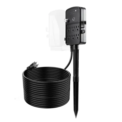 【toolupgrade】VEVOR 6-Outlet Waterproof Outdoor Power Stake with Cover, 50FT Extension Cord, Remote Timer Dusk-to-Dawn Control, 1875W/15A Plug, Father’s Day Gift for Garden Home Tech Accessories, Devices, PC Housing