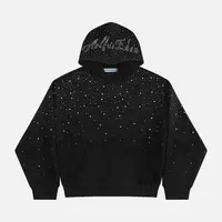 Aelfric Eden Rhinestone Pullover Hoodie Vintage Washed Unisex Y2K Loose Fit Fall Fashion with Pockets Casual Menswear Black Long Sleeve Top Stylish Outfit,clothes for back to school,first day of school outfits,sohochic