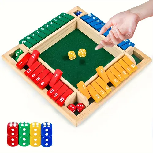 Wooden Shut The Box Game Set - 2-4 Players Unisex 4+ Years Tabletop Game for Bars, Holiday Entertainment (Halloween, Christmas), Campfire / Bbq Party