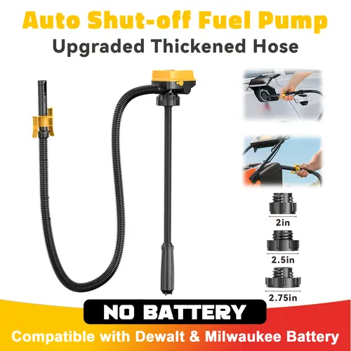 Automobile Fuel Transfer Pump Compatible with DeWalt 20V & Milwaukee 18V Batteries, 【Battery NOT Included】, 3.2 GPM Portable Electric Gas Can Pump with 51'' Hose & 3 Adapters for Diesel Gasoline Oil Water toolupgrade