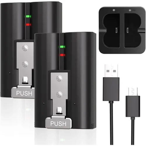7200mAh Rechargeable Li-ion Replacement Battery for Ring Doorbell 2/3/3 Plus/4, Spotlight, Stick Up Cam Pro Surveillance Cameras - Type-C Charger, Dual Charging Station, Red-Green Signal Lights, USB Charging Cable, PC/Car/Power Bank Compatible