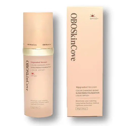 OBOSkincove 4-in-1 Tinted Sunscreen Moisturizer Cream - 30ml Cosmetic Face Care Product, SPF 50+, Upgraded Color-Changing Bionic Liquid, Sun Protection Bottle, UV-Protective, Hydrating, Full-Coverage Concealer Foundation for Daily Use, #backtoschool, Make