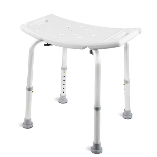 Medline Eco-Friendly Bariatric Backless Shower Chair - Stainless Steel Rectangle Bath Bench, 550 Lbs Capacity, Safety-Focused Durable Home Bathroom Supply, Great for Adults' Shower Seating, Modern White