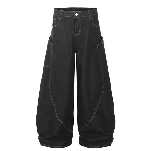 Inflation baggy pants Embroidered Fashion Jeans Vintage Streetwear Large Pocket Versatile Tall baggy pants Casual Solid Color Denim Pants Outfit  SpringStatements Loose High, Menswear, Oversize, Retro