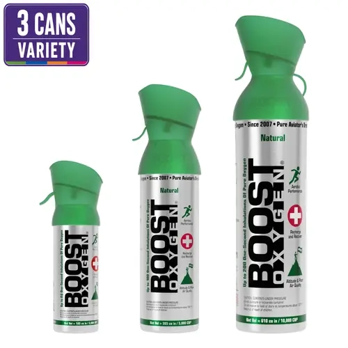 Boost Oxygen Supplemental Oxygen Breathing Aid - Discounted 3-Pack Bulk Bundle, Portable, Multiple Packs Available in All Sizes, Natural or Aromatic Options, Bulk Bundles