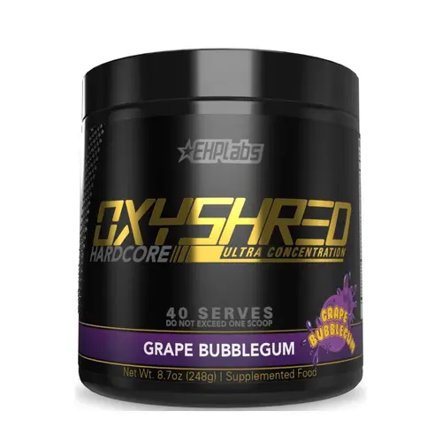 OxyShred Hardcore Pre-Workout Powder - 40 Serves High-Stim Food Supplement Pre-Workout Product, 250mg Fast Acting Energy & Focus Support, 200mcg Chromium Advanced Training Boost, 0 Sugar
