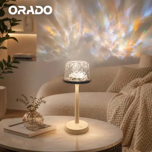 ORADO Aurora-Ocean Wave Ripple Shape Desk Lamp - 16-Color Ambient LED Lamp with Handheld Easy Control, AC Power Supply, Desk Decor, Room Decor, Lights for Bedroom Sensory Book Light Holiday-Birthday Gift
