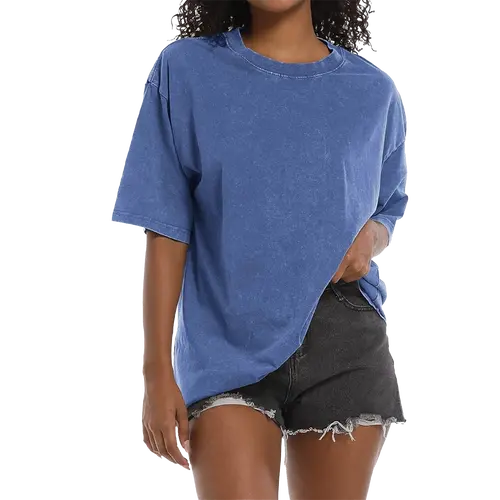 [NEW SIZE!]Holafish Women's Fullsize Acid Washed Heavy Cotton Vintage Unisex Short Sleeve Loose Fit Casual Streetwear Crewneck T-Shirt Soft Breathable Fabric for Everyday Wear Top Summer Basic Tee Minimalist Round Neck Long Sleeve Top SunfloBack To School