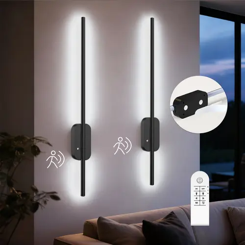 GALENTAL Metallic finish Battery Operated Wall Sconce Set of 2, Dimmable Battery Wall Sconce with Remote Control,3000K-6500K LED Wireless Wall Light for Bedroom,Living Room,  Black(2 Pack), BackToSchool,sohochic