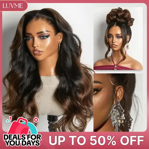 LUVME Ombre Brown/Natural Black Loose Wave Glueless Wig NatureMAX™ 200% Density 13x6 Pre-Cut HD Lace Front 100% Human Hair Flexi-Fit Drawstring Cap  #TikTokShopBackToSchool #SohoChic