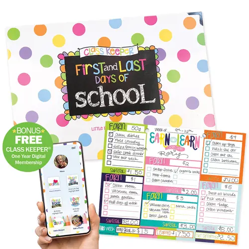 Class Keeper® School Days Memory Book & Chore Chart Binder Kit - Bonus Mobile App Membership Access, Paper-Based Keepsake Album for Preschool+, Simple Stylish, 2 Styles, Back to School Supplies, Memory Keeping Tool to Capture Milestones Effortlessly