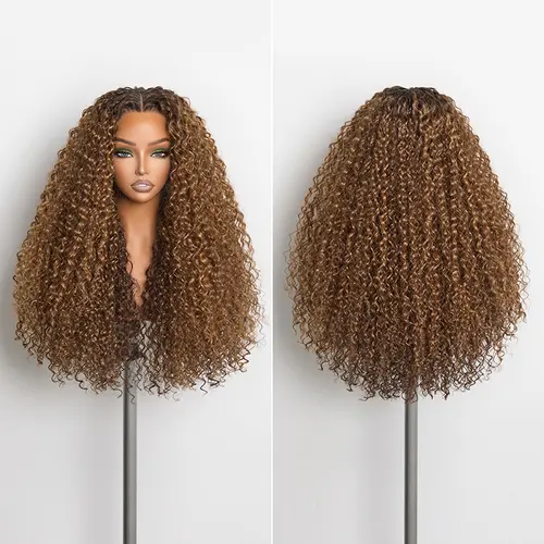 Frodio Veralux™ 13x6 HD Lace Wig Glueless Wear Go Pre-Cut Lace Wig 24” Golden Chestnut Curly Premium Fiber Wig – Full Density, Beginner Friendly Valentine's Day