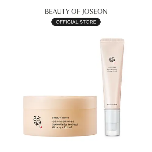 [Beauty of Joseon Official] Ginseng Retinal Eye Care Set (Revive Eye Serum 30mL + Eye Patches 60ea) | Firming Wrinkles, Depuffing, Brightening Dark Circles, Moisturizing, Hydrating Antioxidants, Korean Skincare
