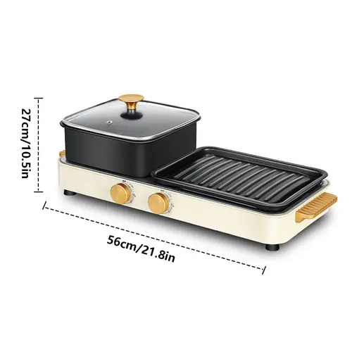 AORAN 1500W Grill & Boil Kitchen Pot - Multifunctional Household Appliance for Frying Steak, Frying Eggs, Boiling Milk, 1500W Power, Corded,sohochic
