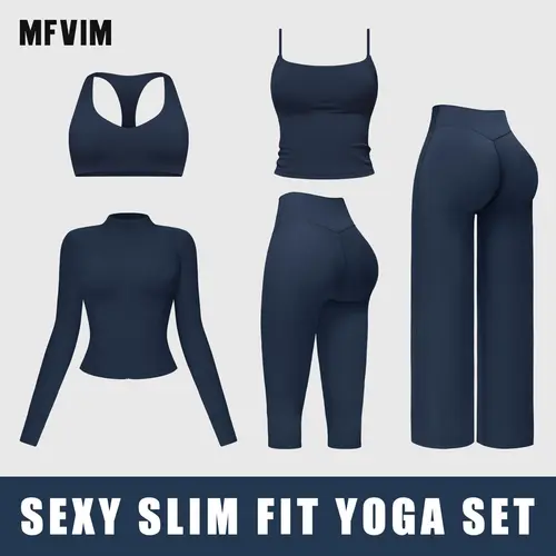 Women's Fitted 2 Piece Matching Set, Long Sleeve Crop Top & High Waisted Leggings, High Stretch Athletic Fitness Clothes for Workout & Yoga, High Stretch Activewear,travel essentials,camping essentials,sohochic