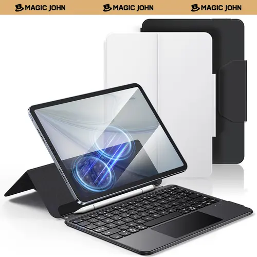MAGICJOHN Portable Bluetooth Magic Keyboard Case, Compatible with 8''–11'' iOS, Android & Windows Smartphones and iPads — Instantly Turns Into a Workstation