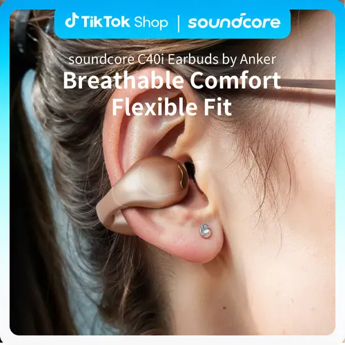 soundcore C40i by Anker, Open-Ear Earbuds, Clip-On Headphones, Flexible Joint Design, Button Controls, Lightweight Comfort, Stable Fit with Attachable Ear Grips, Expansive Drivers for Clear Sound #tiktokshopsummersale