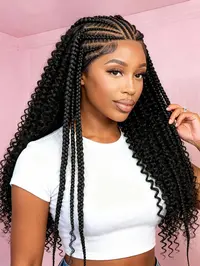 Fashion Unique Braided Wave Hairband Wig, 13x6 Lace Front, Adjustable Style, Daily Work Preferred, Gift Choice, Curly Braided Wigs