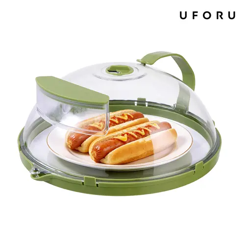 UFORU Microwave Splatter Cover with Water Steamer, 10 inch Clear Microwave Plate Cover Lid for Food, Kitchen Gadgets Accessories for Microwave Oven, Insulation, Sturdy, Utensils