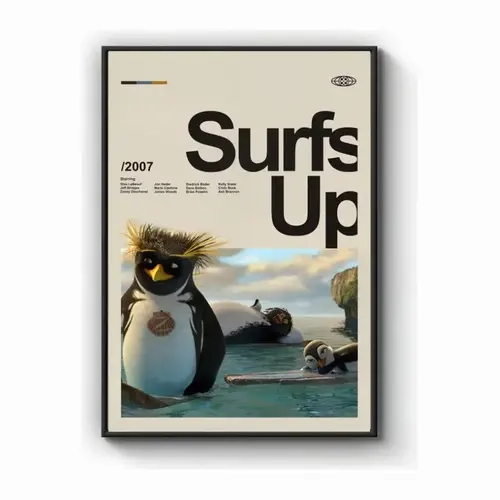 Surfs Up Premium Plaid Artwork Film Poster, Home Wall Decor, Gift for Surfs Up Fans, Room Ornaments Illustrations