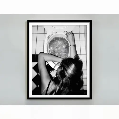 After-the-Disco Black and White Funny Print Design Poster - Bathroom Wall Art, Artistic Home Decor for Teen Girls, College Dorm Decor,sohochic