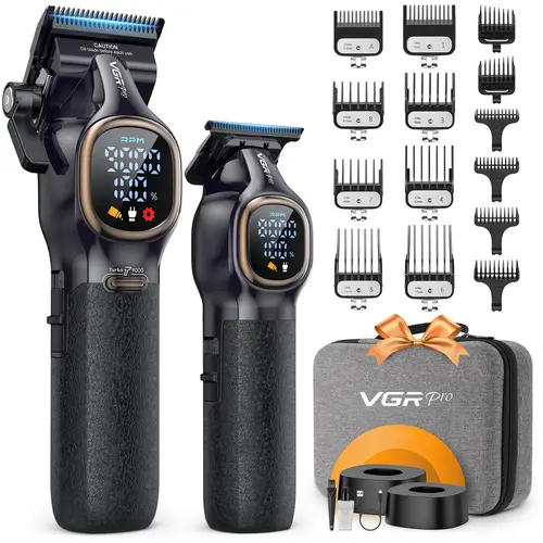 VGR Professional Hair Clippers for Men, Professional Barber Clippers and Trimmer Set, Cordless Hair Clippers for Hair Cutting with Package Case, Powerful 9000 PRM Rechargable Electric Clippers #SummerWins#DealsForYouDays