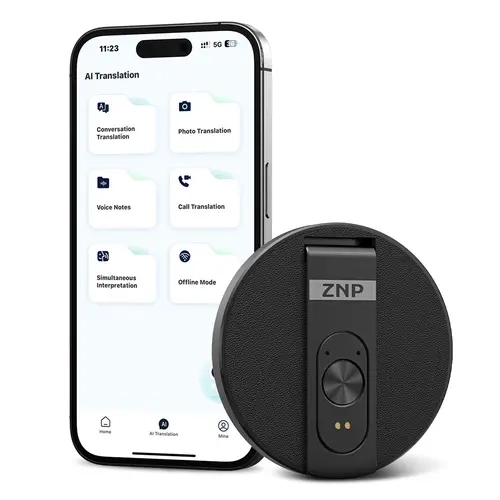 ZNP Portable AI Translator Audio Device - 146+ Language Real-Time Translation, Magnetic Cellphone Holder, Mobile Video & Voice Call Support, Ideal for Travel & Meetings, Phone Holder Design, Smartphone Accessories