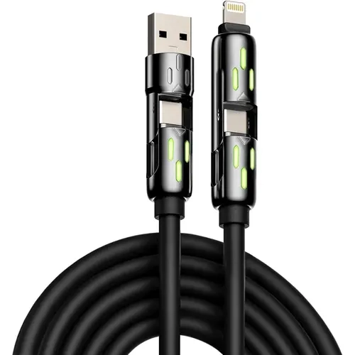 Buy 1 Get 1 Free Product: Up to 240W 4-in-1 USB-C Cable - PD 5A Fast Charging Type-C Charger with Data Sync, Compatible with iPhone/iPad, Samsung Galaxy, MacBook, Mobile & Electronic Devices, Travel Charger, Phone Accessories