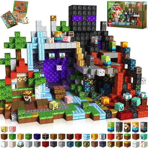 Magnetopia 300 PCS Magnetic Building Blocks - Stacking Magnets with Bell-Like Rustling Sounds, STEM Montessori Sensory Toy for Kids 3+, Building Blocks Model for Children Development, Cool Gifts for Kids by Summerwins,sohochic