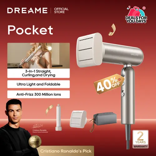 【Super Brand Day】DREAME Pocket Styling High Speed Hair Dryer Folding Travel Quick Dry Home Curly Hair Negative Ion Hair Dryer Blowdryer Hairdryer Fast Drying