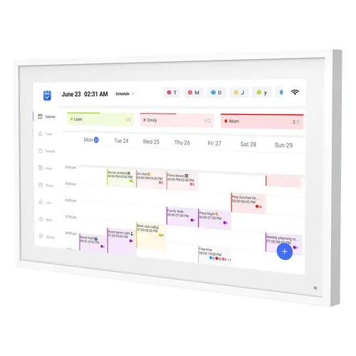 Smart Digital Wall Electronic Calendar - IPS HD Touchscreen, Weather Info, Bidirectional Operation, Color Differentiation, Customized Views, Family Dinner Plan Planner, Camera Accessory with Photo Frame Functionality