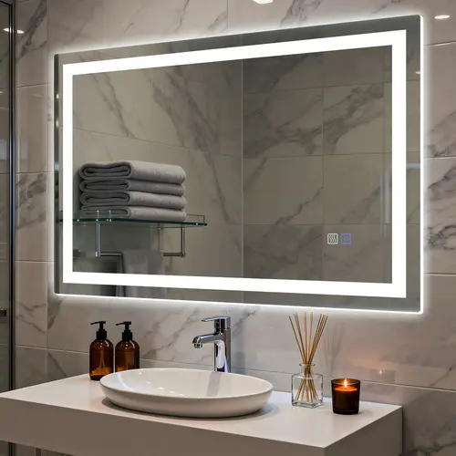 HYPERLITE Dimmable Brightness Bathroom Mirror Lights, 36*28 inches Anti-Fog Function Vanity Mirror Memory Setting LED Wall Mirror , Shatter-Proof Tempered Glass, Modern Illuminated Mirror Bathroom Dressing Area  48*32 32*24 36*24 BackToSchool, Rectangle,s