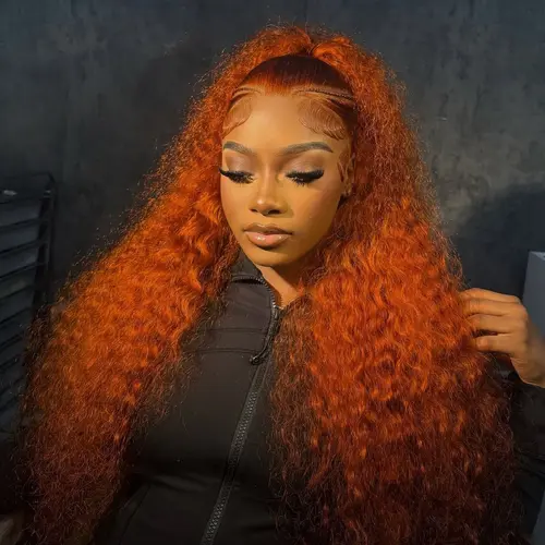 [30 inch only $126]DROSUUD Orange Ginger 13x6 Lace Frontal Wig #350 Color 180 Density Deep Wave Transparent Lace Human Hair Pre Plucked Natural Hairline with Baby Hair#Summervibes