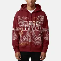 Sopula Studio Men's Zip Up Graphic Hoodie - Saints Stamp Collage, Vitruvian Man Vintage Art, Casual Fall Streetwear Tops, zip up hoodies,Mensfashion Clothing,hoodies,swag clothes,sohochic