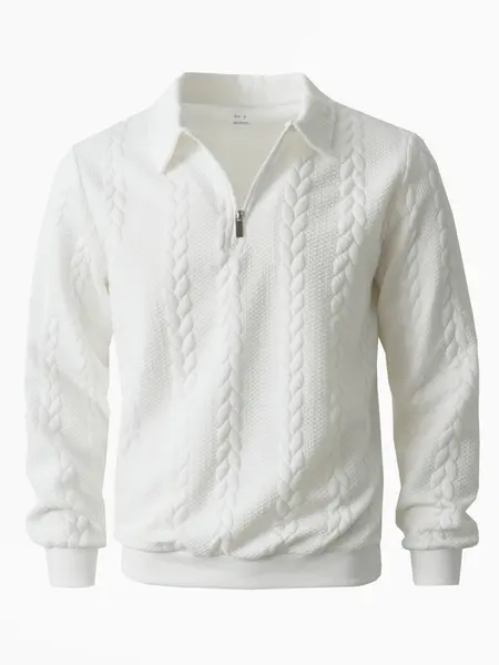 Men's Spring Outfits Knitted Polo Neck Long Sleeve Fitted Knitwear Sweatshirt for Daily Wear, Casual Basic Knitwear, Old Money Zipper Half Button Design, Casual Versatile Sweater Pullover, Essential for Man's Wardrobe