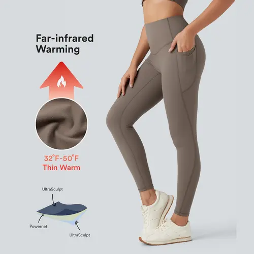 Halara Ultrasculpt™ Heat High Waisted Tummy Control Fleece Yoga Leggings with Pockets #BackToSchool