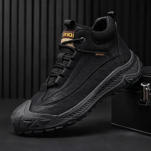 【DealsforYouDays】Men's Rugged Outdoor Hiking Shoes with Anti-Collision Rubber Toe Cap. Chunky Non-Slip Tactical Sneakers for Work, Camping & Trail. Comfortable Vintage Style Footwear.,sohochic