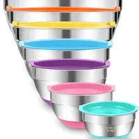 Mixing Bowls with Lids Set 7 PC Stainless Steel Salad Bowls with Colorful Airtight Lids for Kitchen Tableware  Nesting Salad Bowls Set