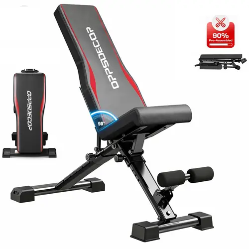 OPPSDECOR Adjustable Weight Bench - 900 LBS Capacity Heavy-Duty Foldable Utility Bench with Extended Base for Home Gym, Incline Decline Flat Positions for Full Body & Shoulder Workouts, Arm Exercise Equipment, Gym Equipment,sohochic