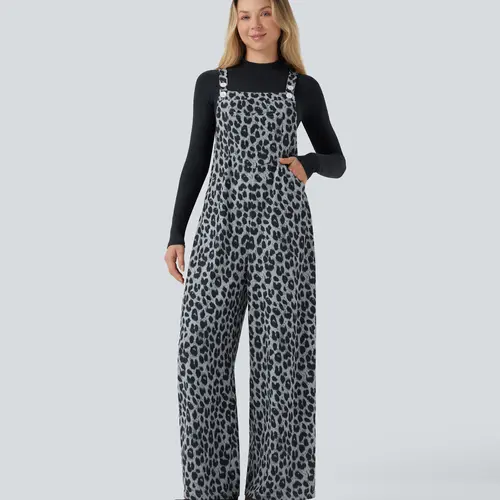 Halara Leopard Print Waffle Casual Overalls with Pockets #BackToSchool