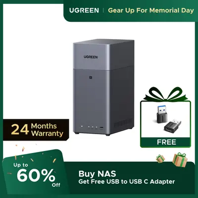 UGREEN NAS DH2300 2-Bay for Beginners & Personal Users, Phone Backup AI Album, Private Cloud/Remote Access, File Sharing, Multi-Device Backup, Home Entertainment, 4GB RAM on Board (Diskless)