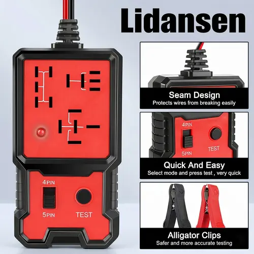 12V-24V Automotive Relay Test Tool 2026 - Automotive Circuit Tester for 4 & 5 Pin, Useful Across Various Car Models, Control Switch Stops Long Power Feeds, DIY Car Repair Aid, Quickly Spot Relay Issues, Essential Father's Day Gift for Men toolupgrade
