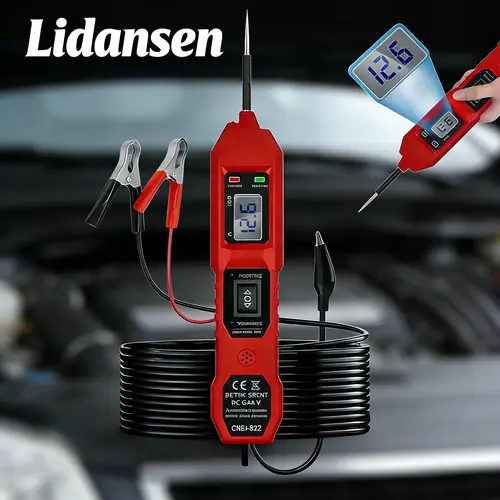3.5V-36V (6V-24V DC Compatible) Automotive DC Power Probe Tester, Precise Diagnostics Tool with LED Test Light, HD LCD Readings, Overload Protection for Safe Operation, Short-Circuit Find, 14.7FT Cable, Relay & Fuse Check, Voltage Test Mechanic Tool toolu