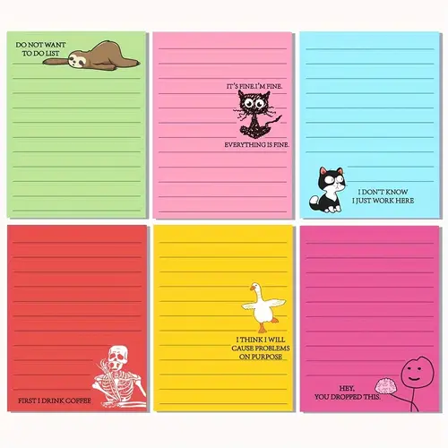 6/9/12 Pcs Funny Colleague Gifts - Sarcastic Office Humor Sticky Notes with Flirty Phrases and Passive-Aggressive Jokes, 10.16x7.62cm Notepad (Bright Colors: Mint, Pink, Lime, Red, Yellow, Turquoise), Perfect for Office Pranks and Staff #GLOBAL PICKS